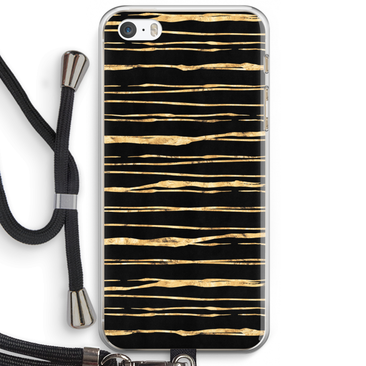 Gouden strepen: iPhone 5 / 5S / SE Transparant Hoesje met koord