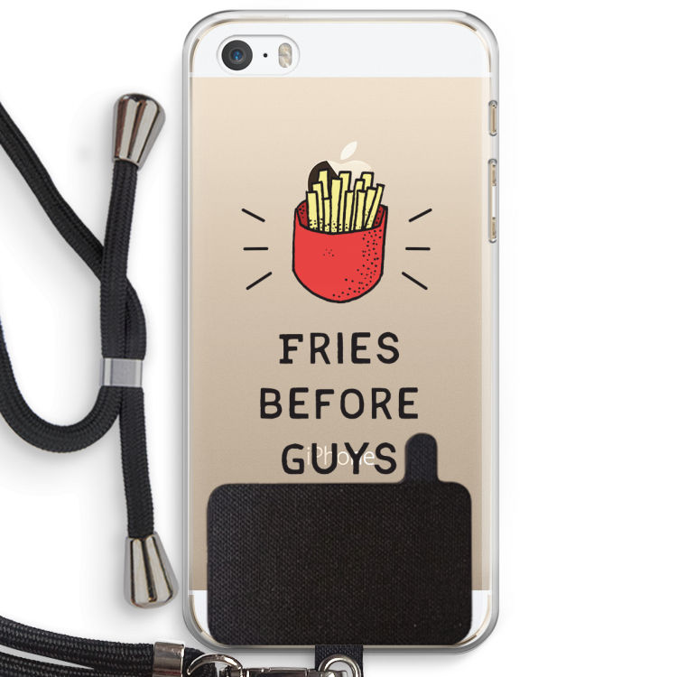 Fries before guys: iPhone 5 / 5S / SE Transparant Hoesje met koord