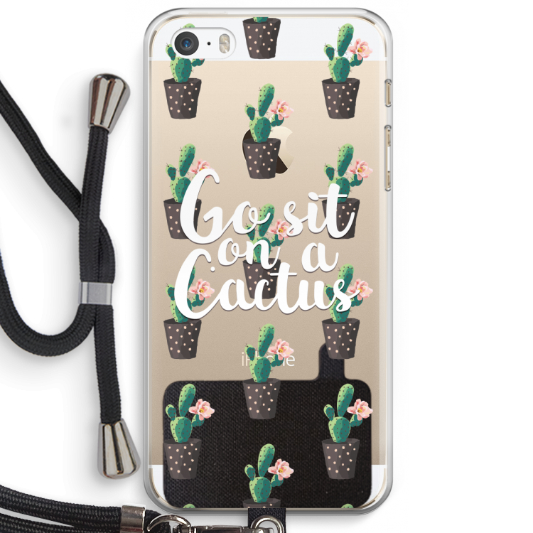 Cactus quote: iPhone 5 / 5S / SE Transparant Hoesje met koord
