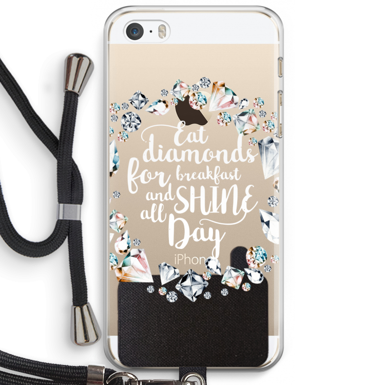 Diamonds: iPhone 5 / 5S / SE Transparant Hoesje met koord