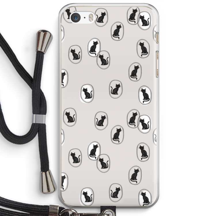 Miauw: iPhone 5 / 5S / SE Transparant Hoesje met koord