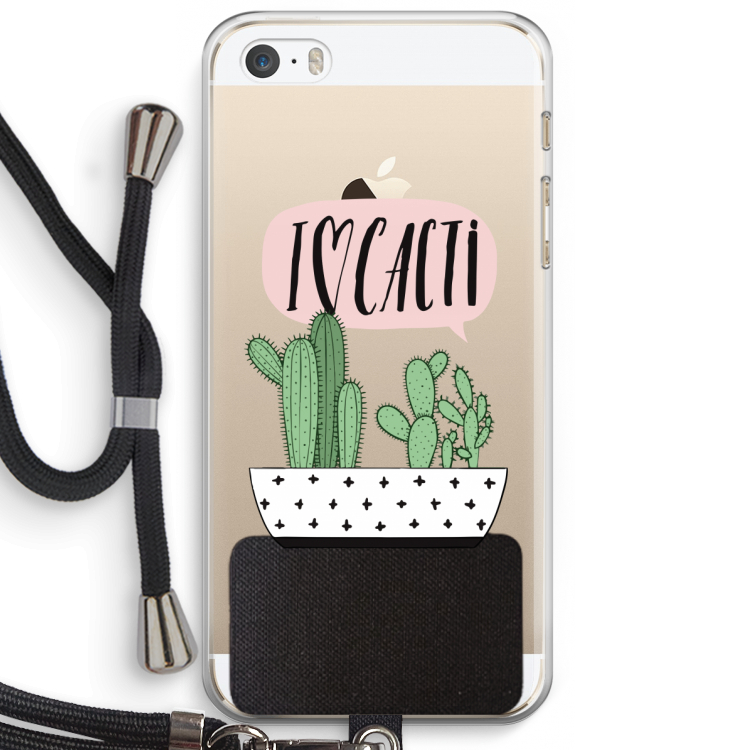 I love cacti: iPhone 5 / 5S / SE Transparant Hoesje met koord