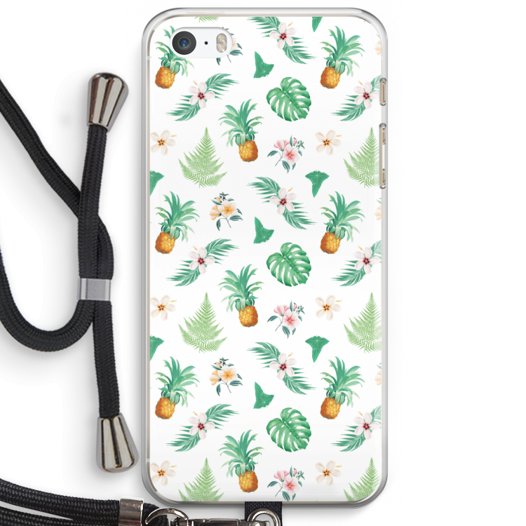 Ananas bladeren: iPhone 5 / 5S / SE Transparant Hoesje met koord