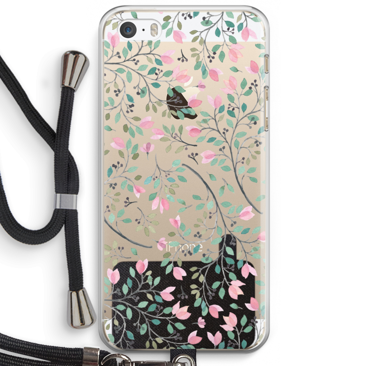 Sierlijke bloemen: iPhone 5 / 5S / SE Transparant Hoesje met koord