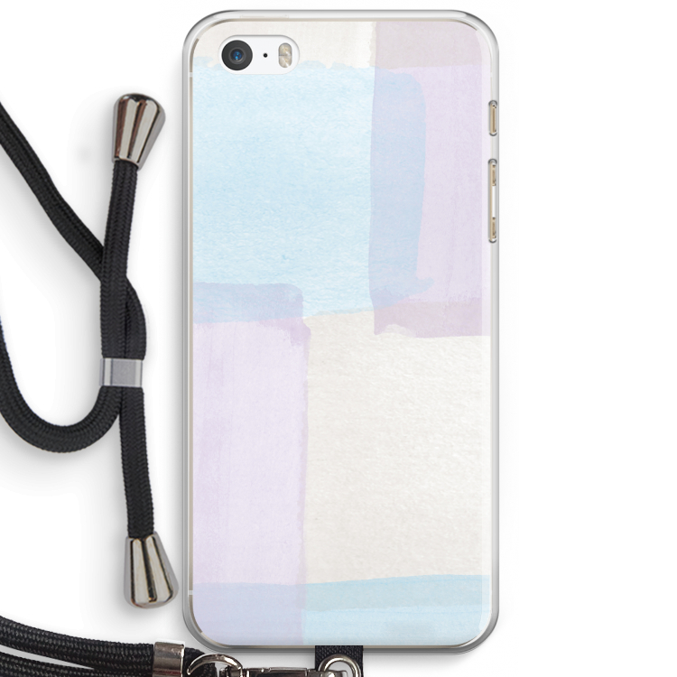 Square pastel: iPhone 5 / 5S / SE Transparant Hoesje met koord