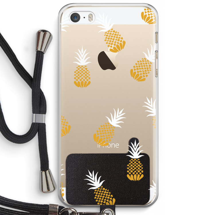 Ananasjes: iPhone 5 / 5S / SE Transparant Hoesje met koord