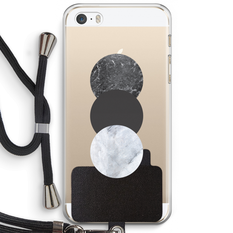 Marmeren cirkels: iPhone 5 / 5S / SE Transparant Hoesje met koord