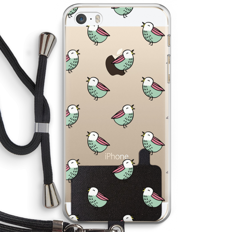 Vogeltjes: iPhone 5 / 5S / SE Transparant Hoesje met koord