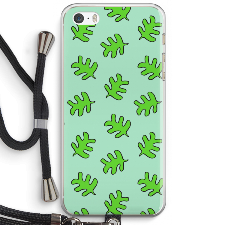 Groene blaadjes: iPhone 5 / 5S / SE Transparant Hoesje met koord