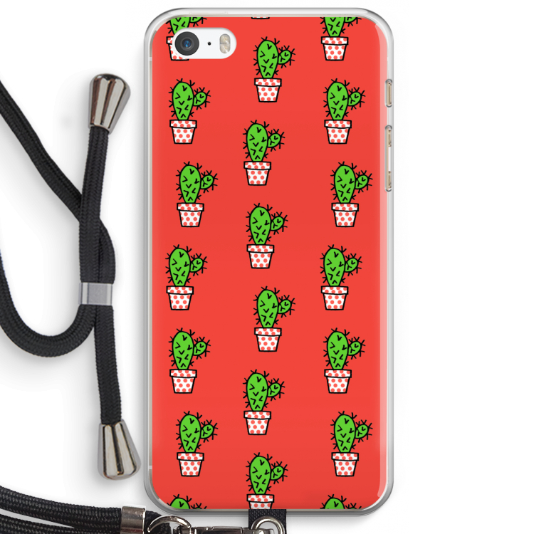 Mini cactus: iPhone 5 / 5S / SE Transparant Hoesje met koord