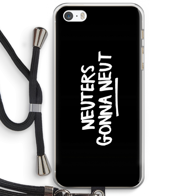 Neuters (zwart): iPhone 5 / 5S / SE Transparant Hoesje met koord