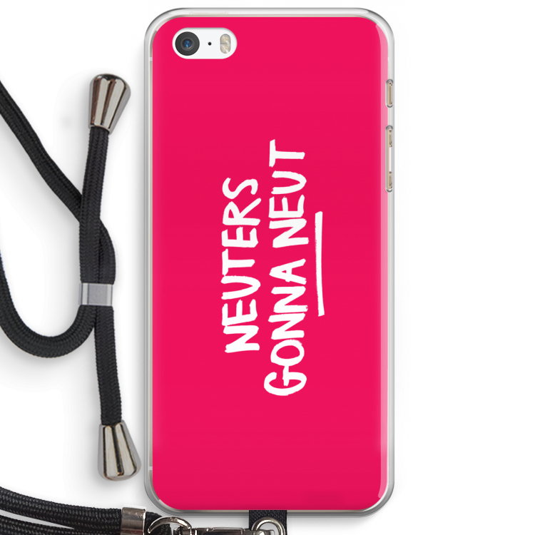 Neuters (roze): iPhone 5 / 5S / SE Transparant Hoesje met koord