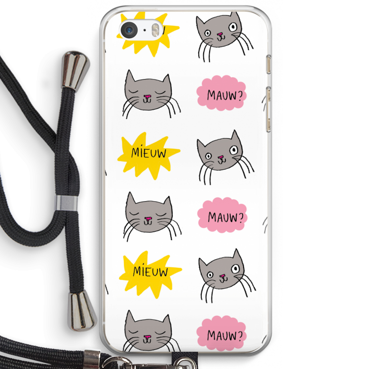 Meow: iPhone 5 / 5S / SE Transparant Hoesje met koord