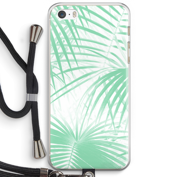 Palmbladeren: iPhone 5 / 5S / SE Transparant Hoesje met koord