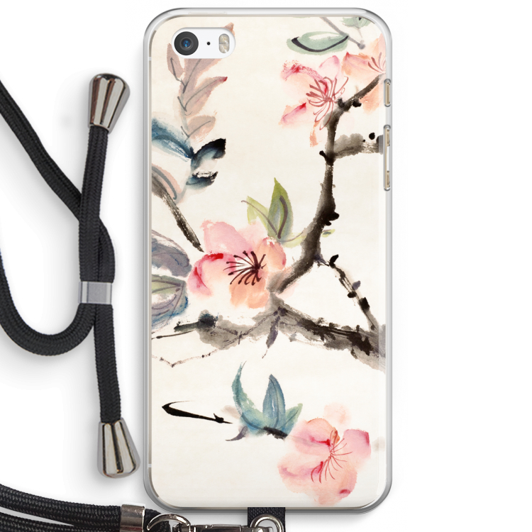 Japanse bloemen: iPhone 5 / 5S / SE Transparant Hoesje met koord