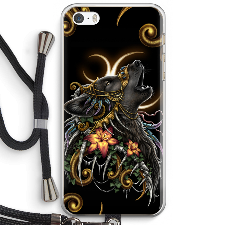 Huilende Wolf: iPhone 5 / 5S / SE Transparant Hoesje met koord