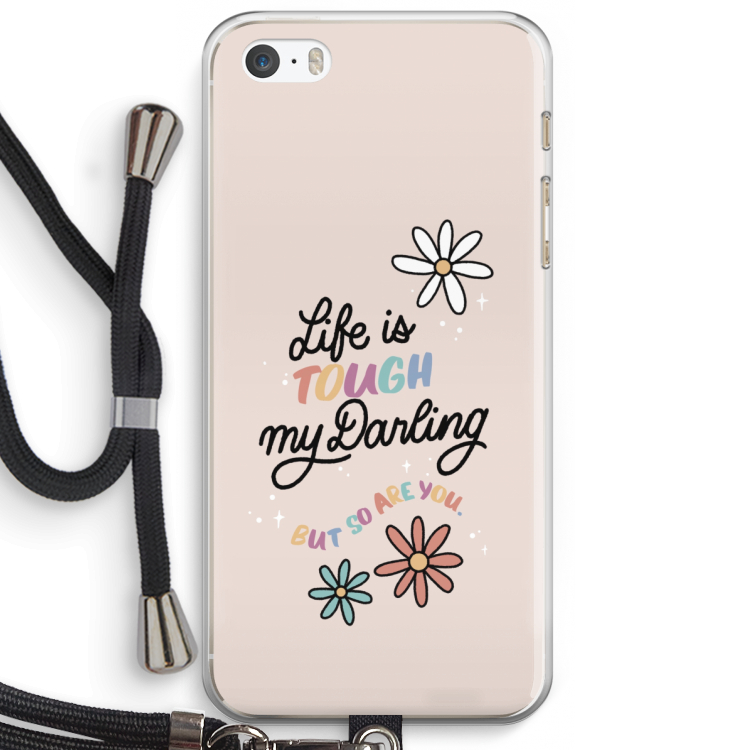Tough Life: iPhone 5 / 5S / SE Transparant Hoesje met koord