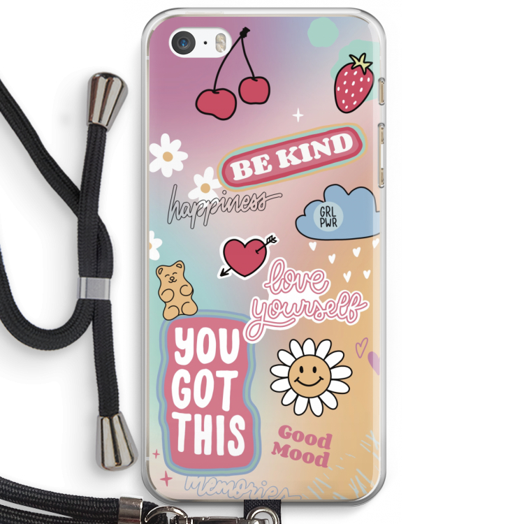 Positivity: iPhone 5 / 5S / SE Transparant Hoesje met koord