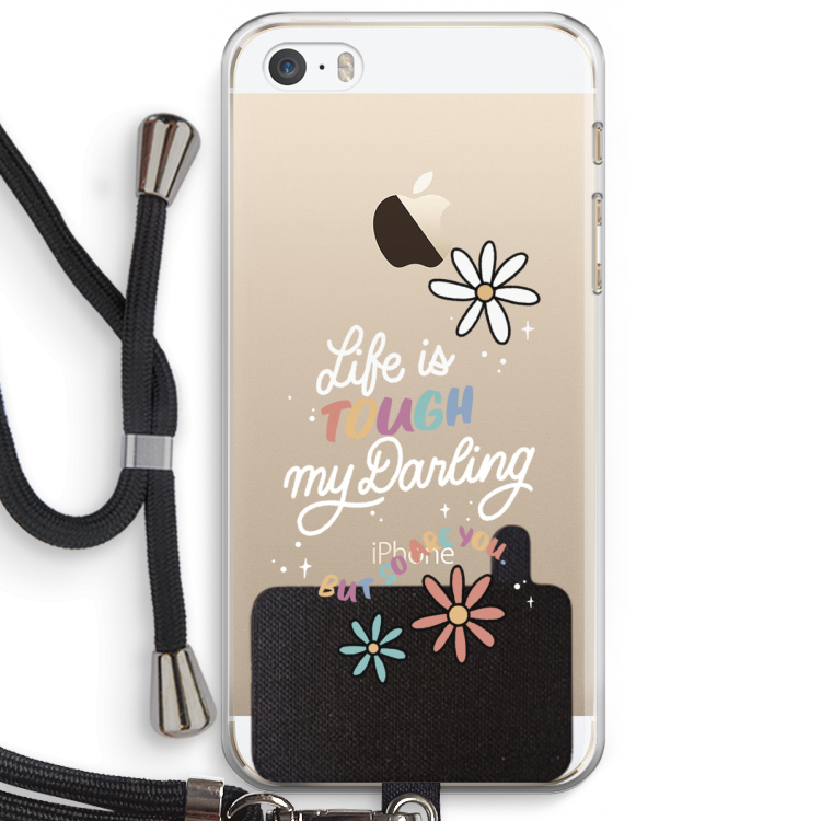 Tough Life: iPhone 5 / 5S / SE Transparant Hoesje met koord
