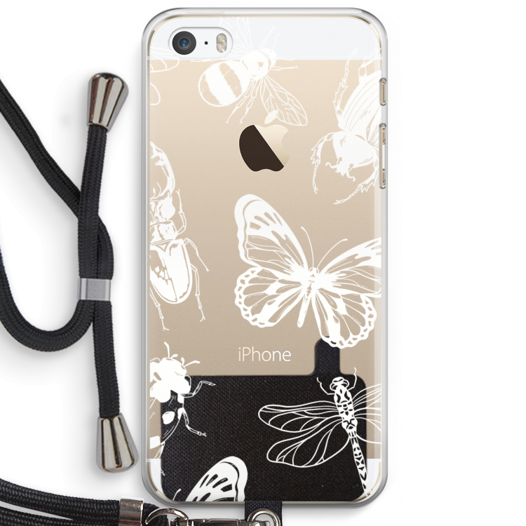 Tiny Bugs: iPhone 5 / 5S / SE Transparant Hoesje met koord