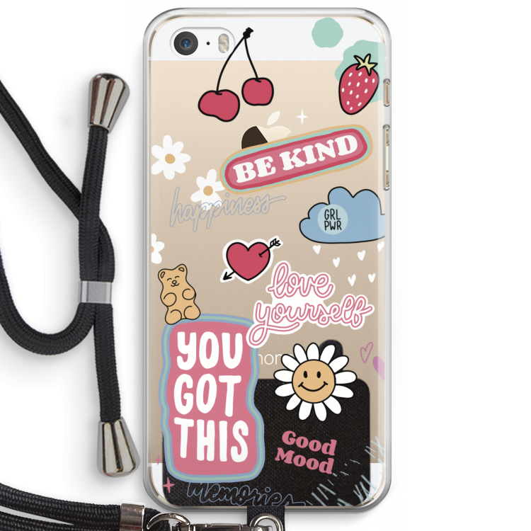 Positivity: iPhone 5 / 5S / SE Transparant Hoesje met koord