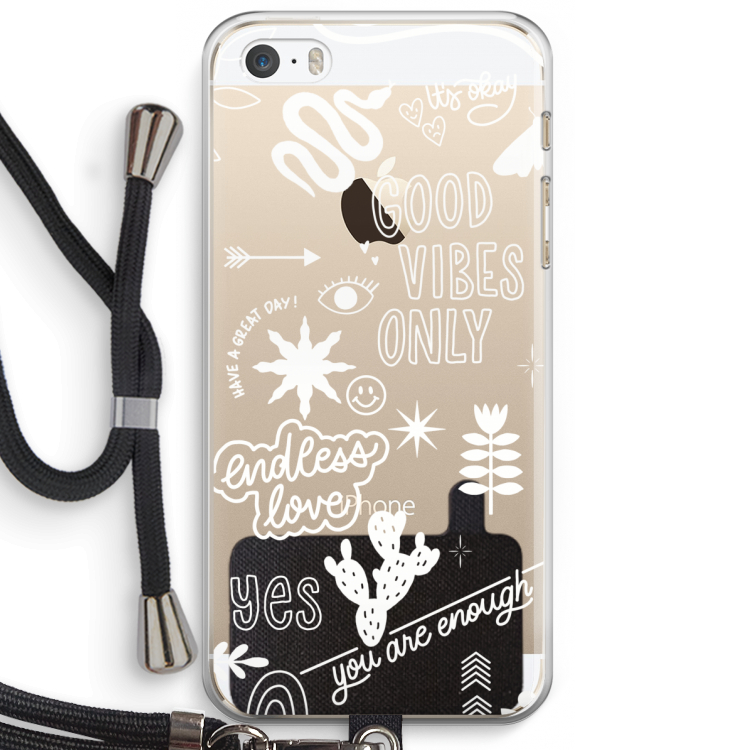 Good vibes: iPhone 5 / 5S / SE Transparant Hoesje met koord