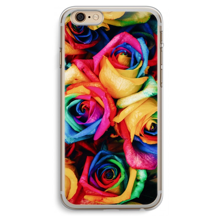 Neon bloemen: iPhone 6 Plus / 6S Plus Transparant Hoesje