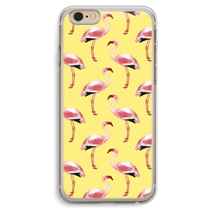 Flamingo's geel: iPhone 6 Plus / 6S Plus Transparant Hoesje