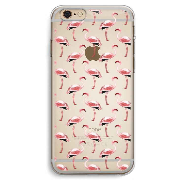 Flamingoprint groen: iPhone 6 Plus / 6S Plus Transparant Hoesje