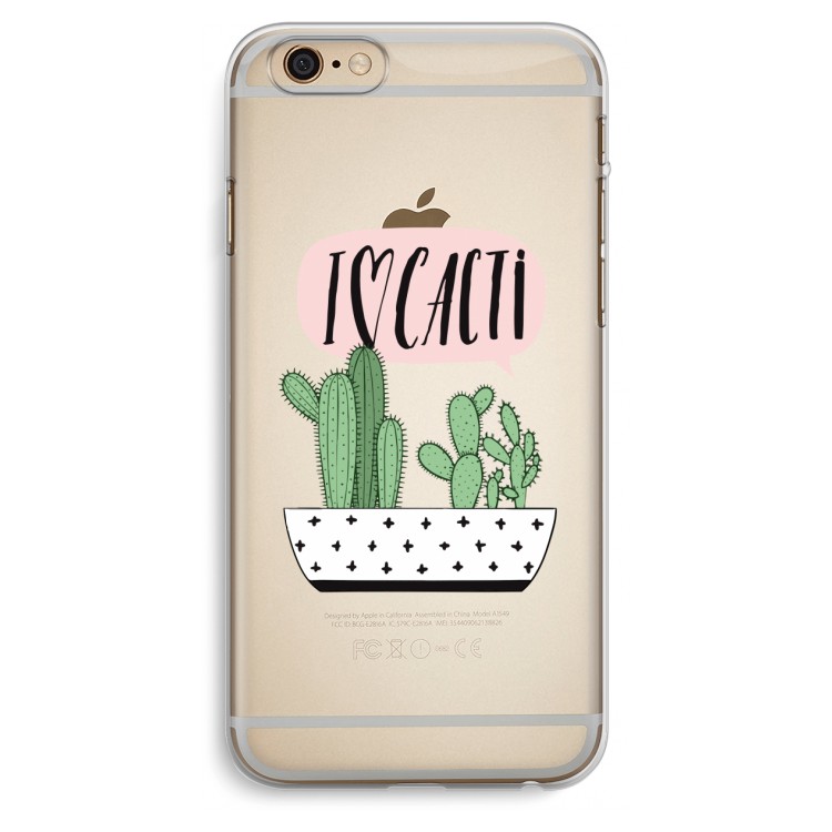 I love cacti: iPhone 6 Plus / 6S Plus Transparant Hoesje