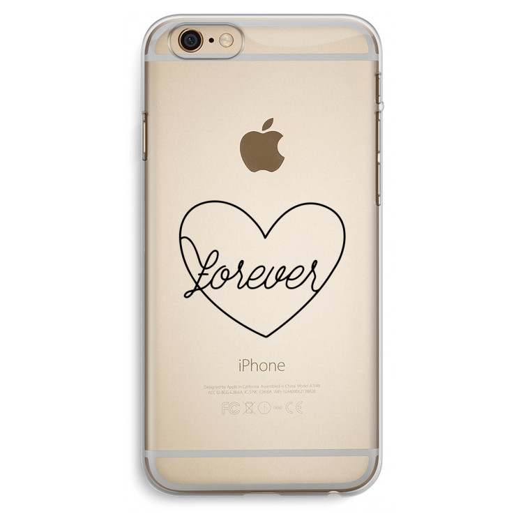 Forever heart black: iPhone 6 Plus / 6S Plus Transparant Hoesje