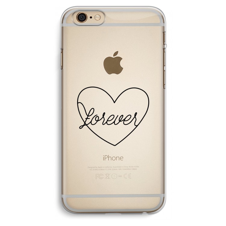 Forever heart black: iPhone 6 Plus / 6S Plus Transparant Hoesje