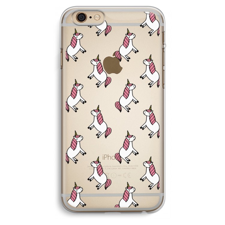 Eenhoorns overal: iPhone 6 Plus / 6S Plus Transparant Hoesje