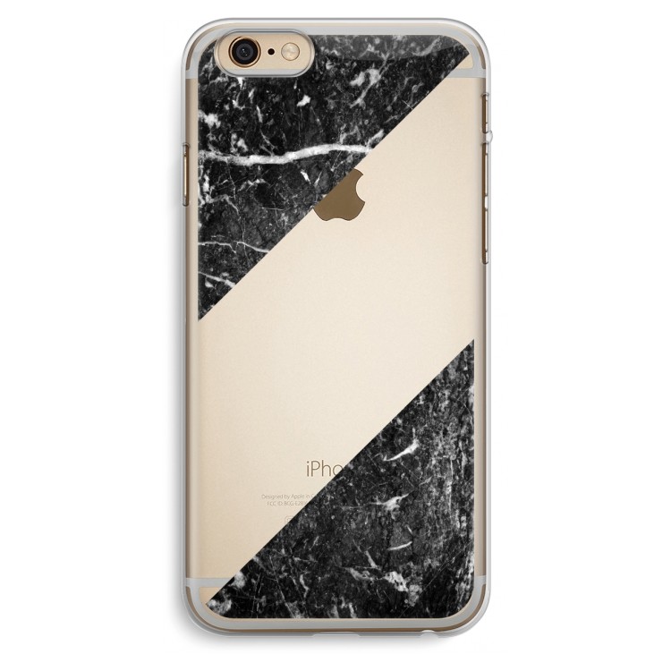 Zwart marmer: iPhone 6 Plus / 6S Plus Transparant Hoesje