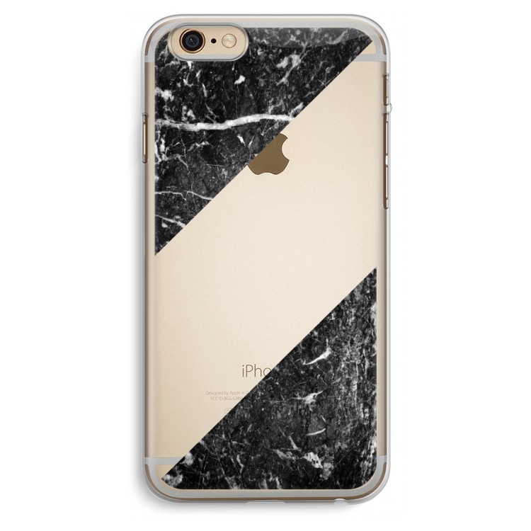 Zwart marmer: iPhone 6 Plus / 6S Plus Transparant Hoesje