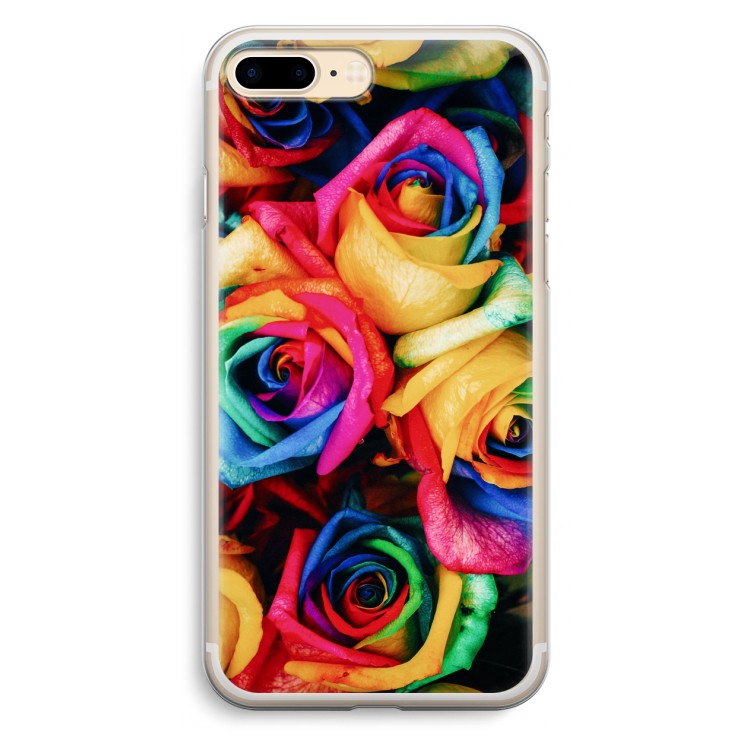 Neon bloemen: iPhone 7 Plus Transparant Hoesje