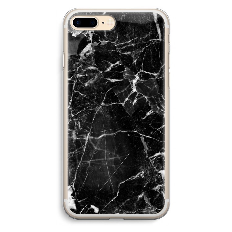 Zwart Marmer 2: iPhone 7 Plus Transparant Hoesje