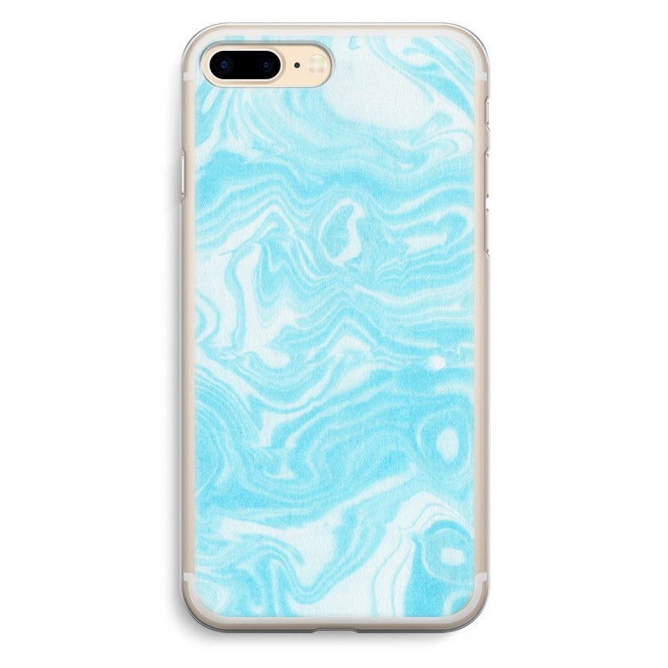 Waterverf blauw: iPhone 7 Plus Transparant Hoesje