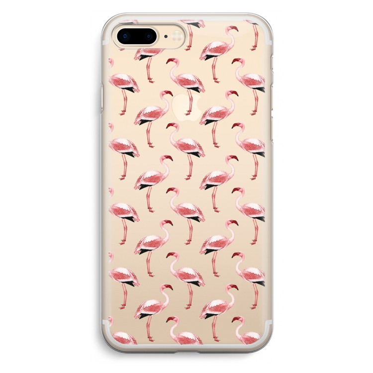 Flamingoprint groen: iPhone 7 Plus Transparant Hoesje