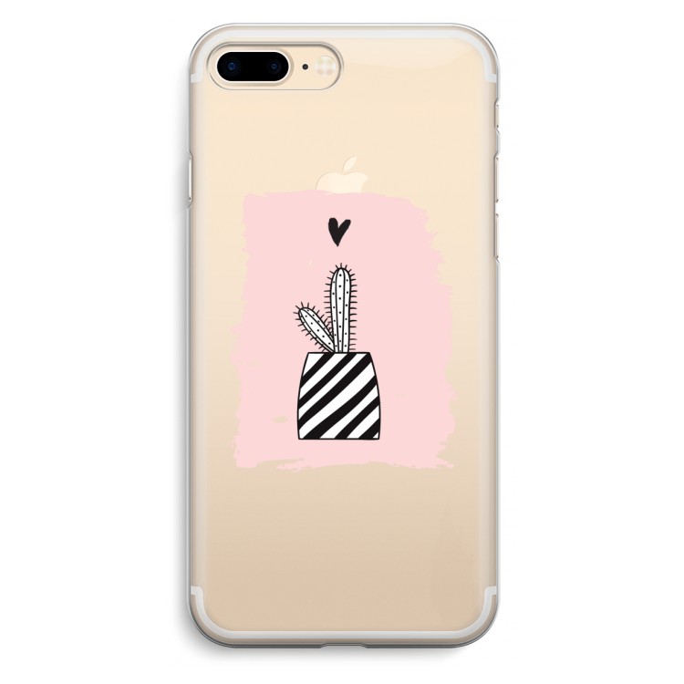 Zwart-wit cactus: iPhone 7 Plus Transparant Hoesje