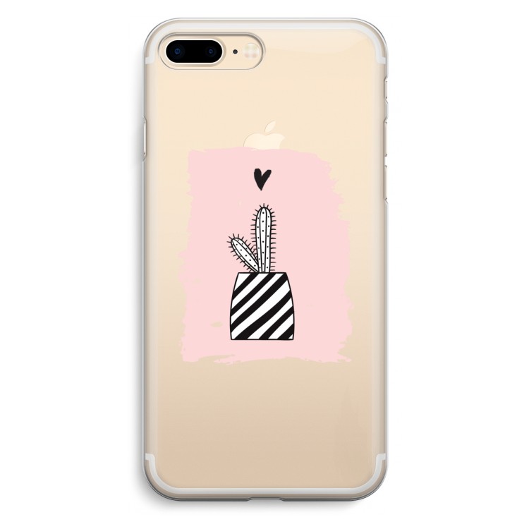 Zwart-wit cactus: iPhone 7 Plus Transparant Hoesje