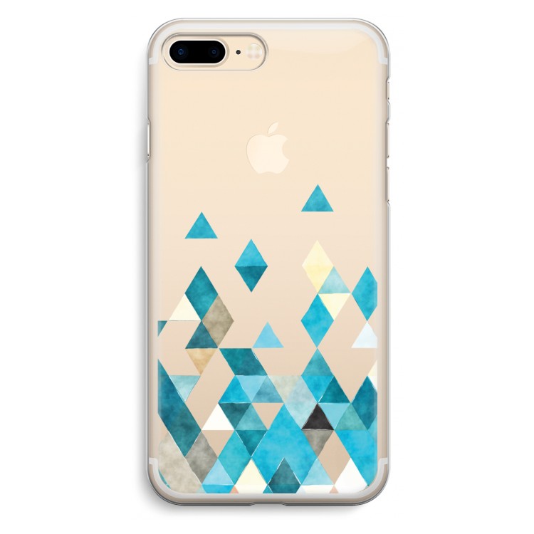 Gekleurde driehoekjes blauw: iPhone 7 Plus Transparant Hoesje