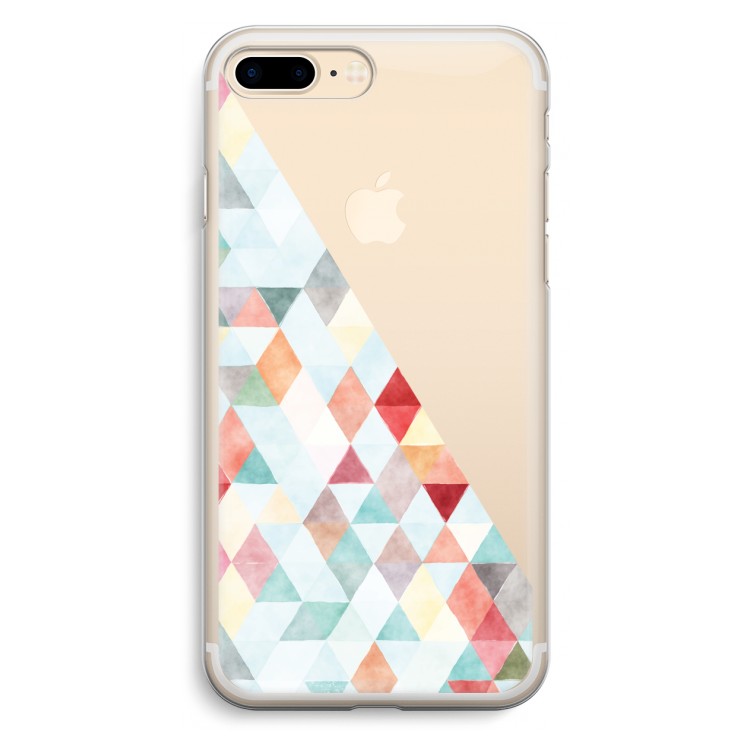 Gekleurde driehoekjes pastel: iPhone 7 Plus Transparant Hoesje