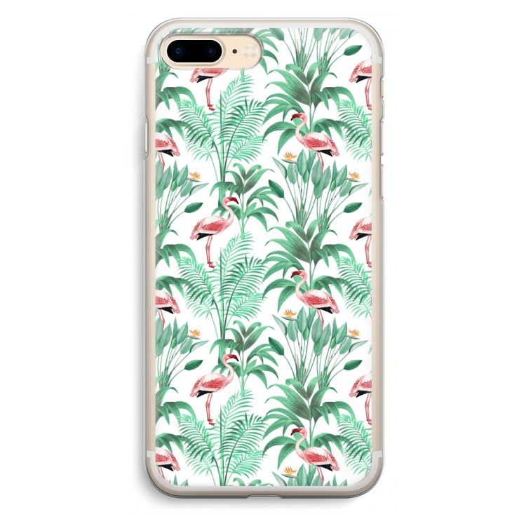 Flamingo bladeren: iPhone 7 Plus Transparant Hoesje