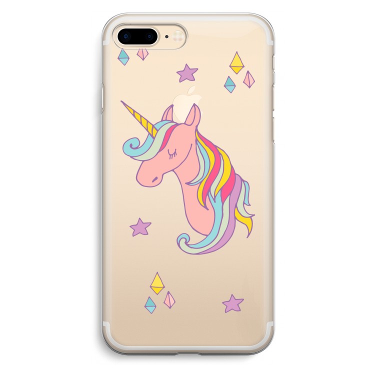 Roze eenhoorn: iPhone 7 Plus Transparant Hoesje