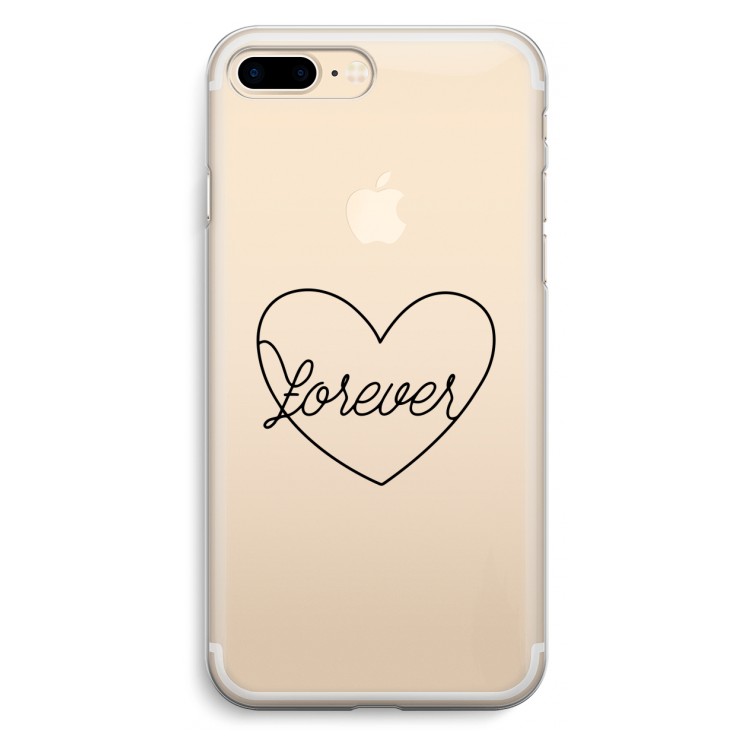 Forever heart black: iPhone 7 Plus Transparant Hoesje