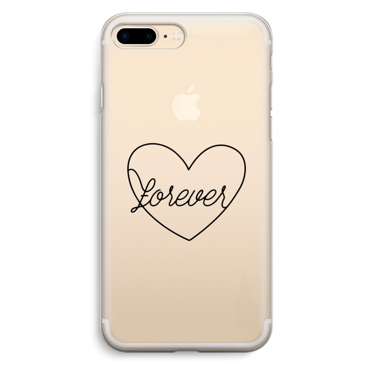 Forever heart black: iPhone 7 Plus Transparant Hoesje