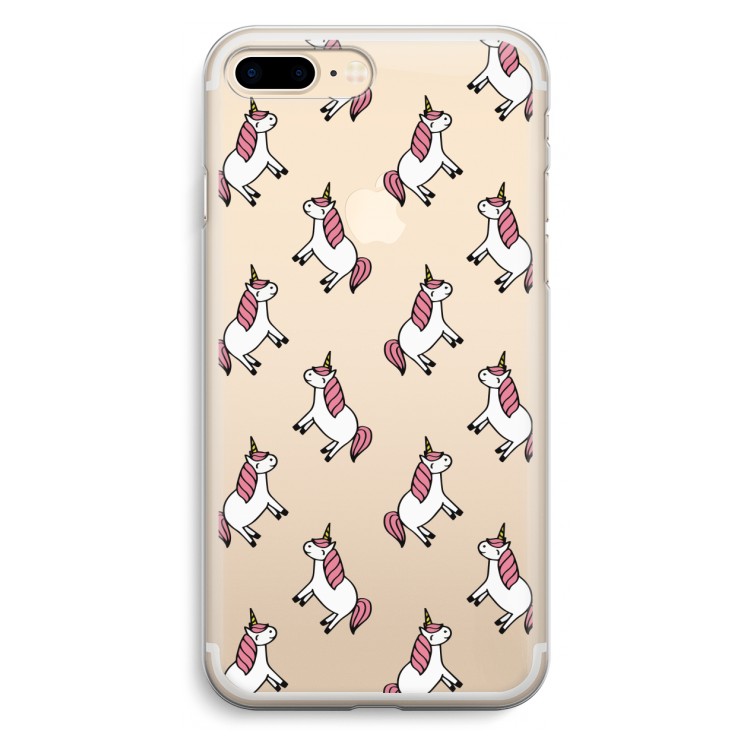 Eenhoorns overal: iPhone 7 Plus Transparant Hoesje