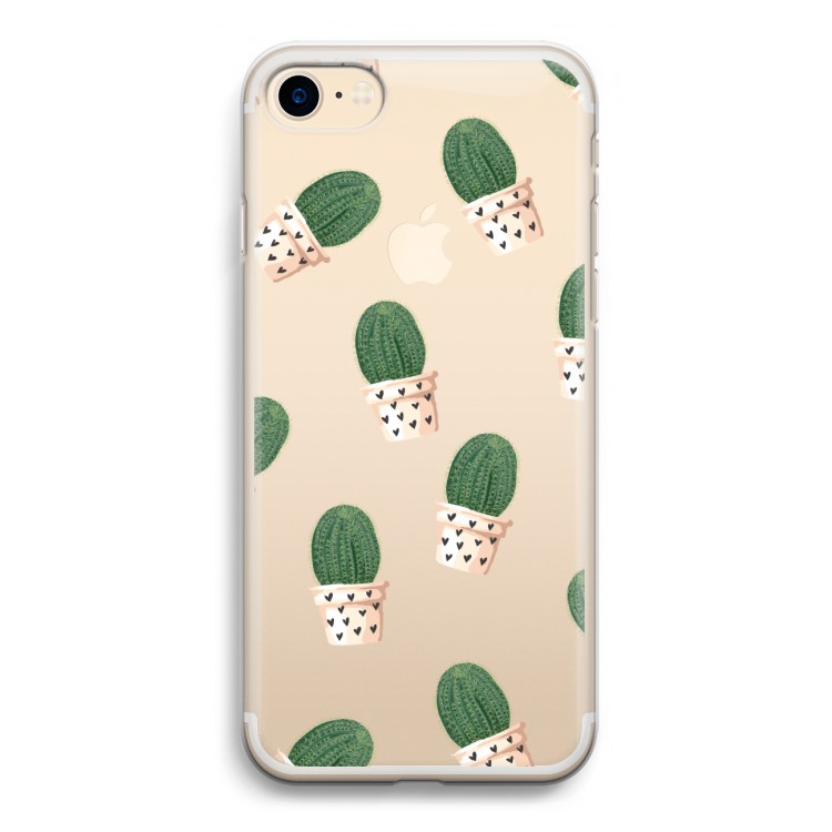 Cactusprint roze: iPhone 7 Transparant Hoesje