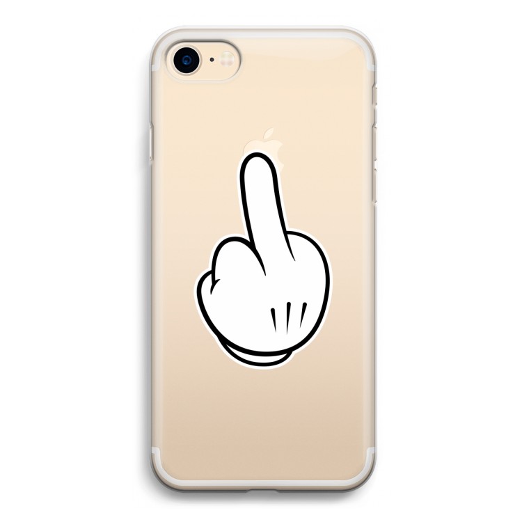Middle finger white: iPhone 7 Transparant Hoesje